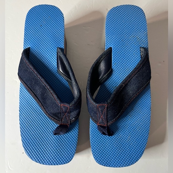 Rainbow Stripe Platform Flip Flops with Denim Straps | Approx. Size 7-7.5 - Picture 5 of 10